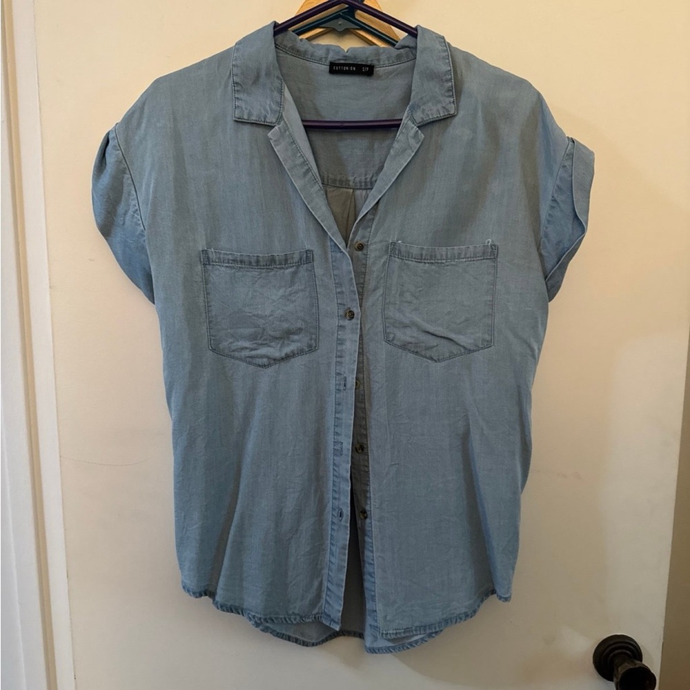 Light Blue Short Sleeve Denim Shirt